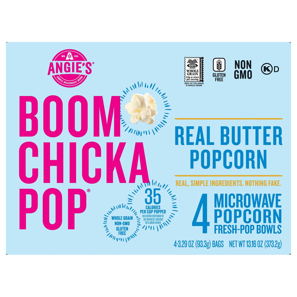 slide 9 of 11, BOOMCHICKAPOP Angies Real Butter Microwave Popcorn, 4 ct; 3.29 oz