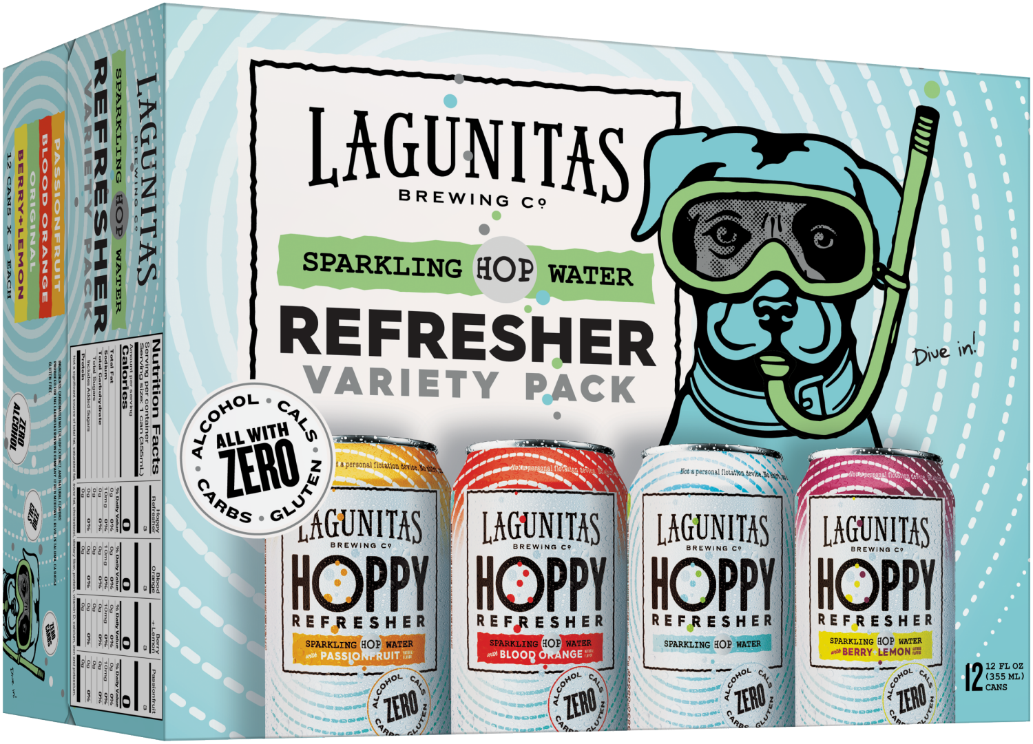 slide 1 of 2, Lagunitas Refresher Sparkling Hop Water Variety Pack 12 - 12 fl oz Cans, 12 ct; 12 oz