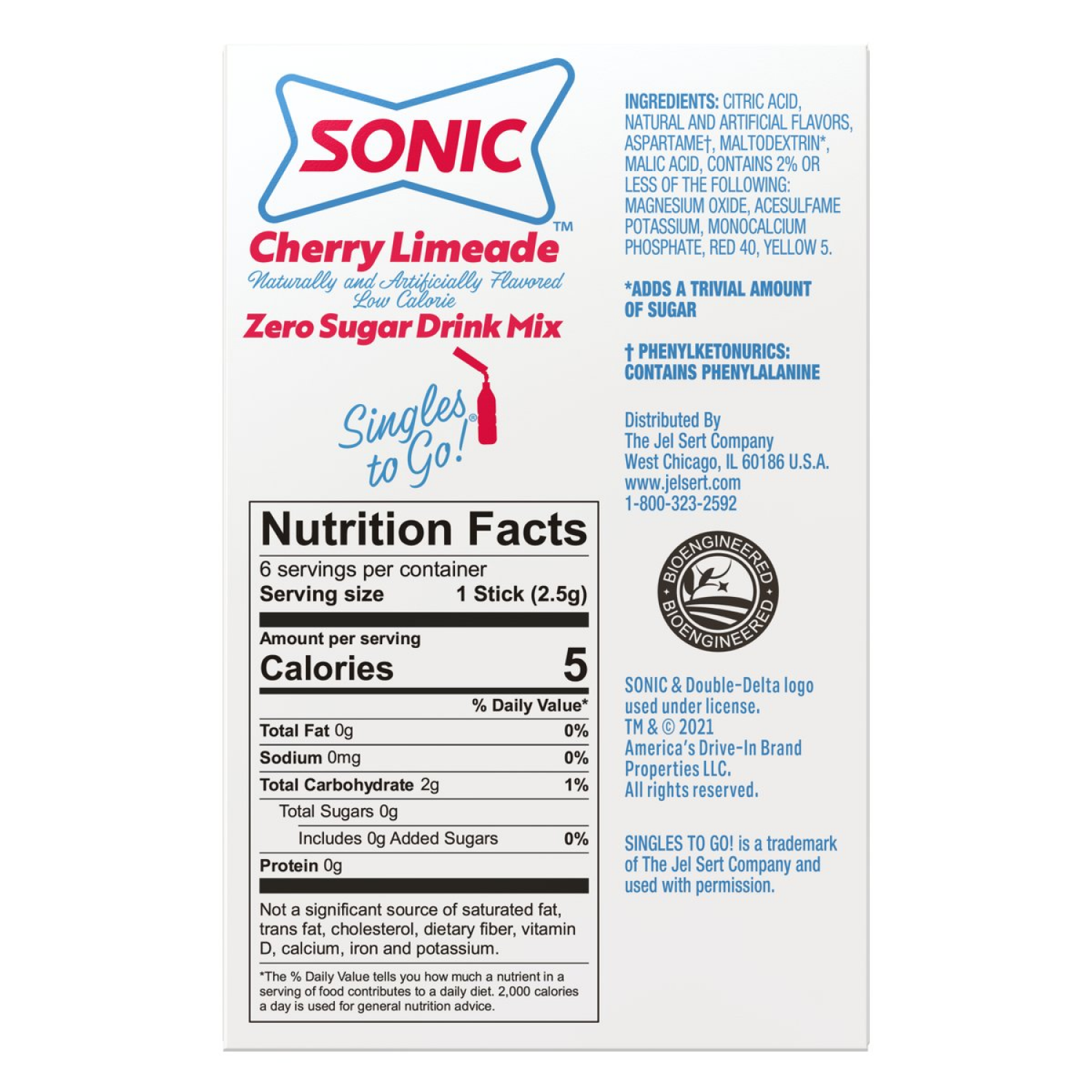 slide 2 of 2, Sonic Zero Sugar Cherry Limeade Drink Mix 6 ea, 6 ct