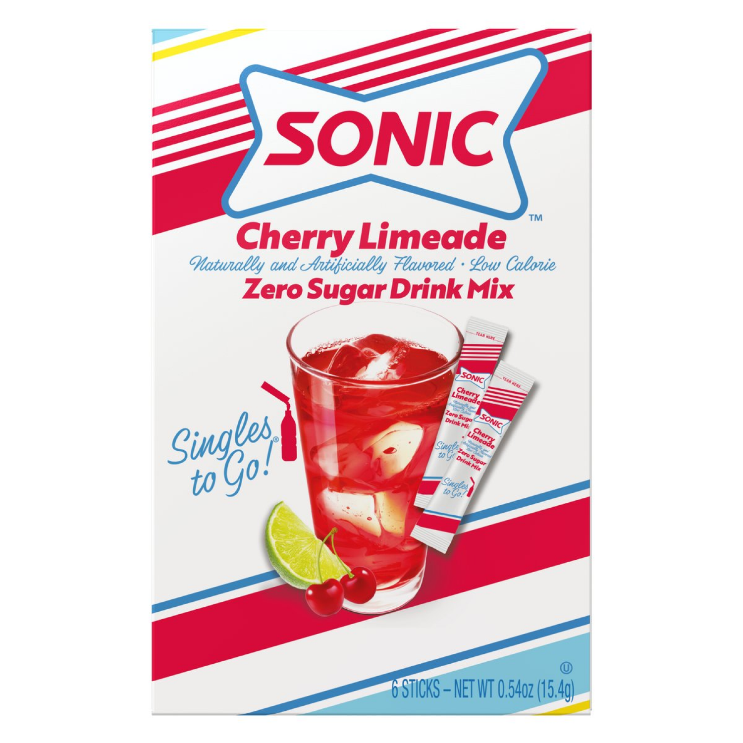 slide 1 of 2, Sonic Zero Sugar Cherry Limeade Drink Mix 6 ea, 6 ct