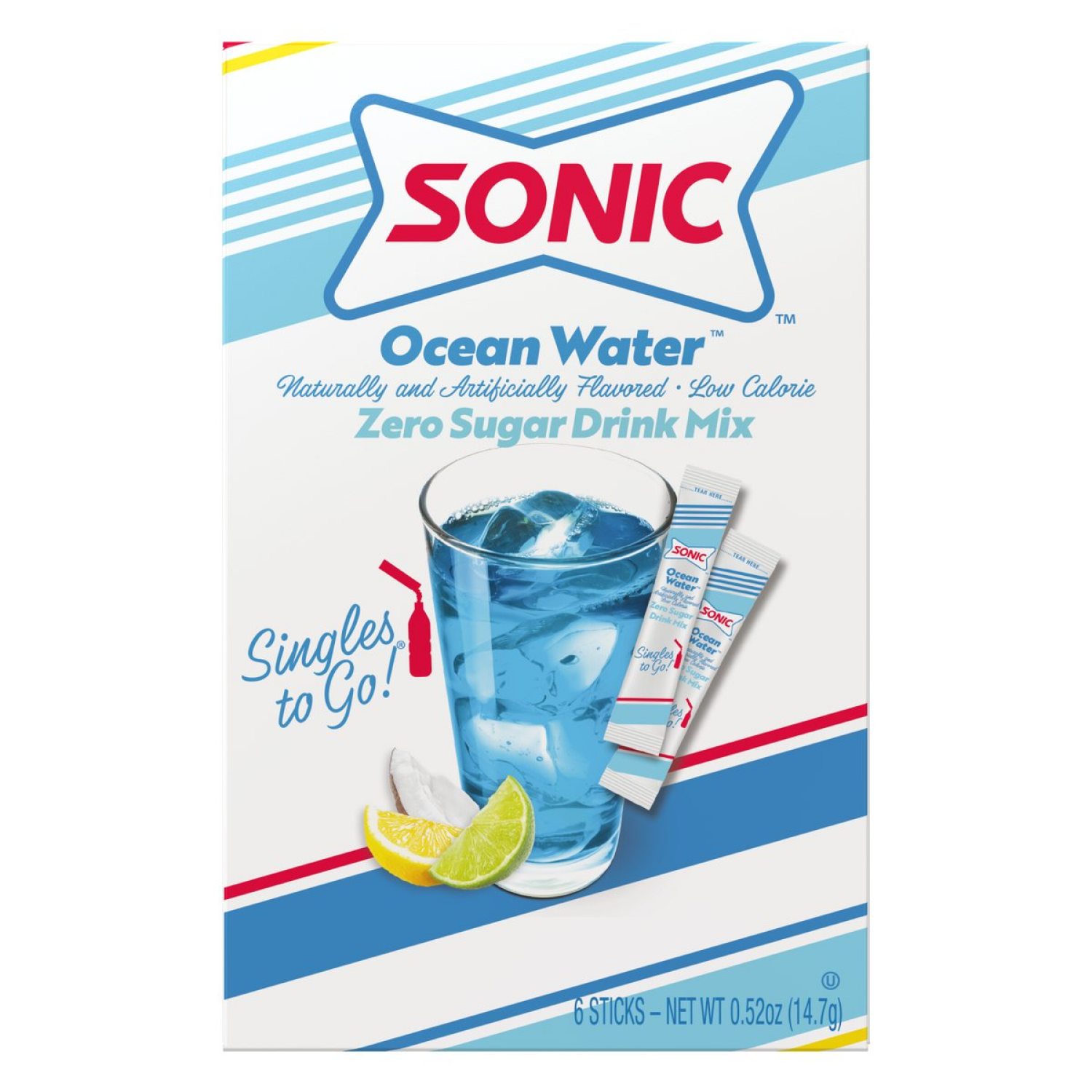 slide 1 of 2, Sonic Singles to Go! Zero Sugar Ocean Water Drink Mix 6 ea, 6 ct