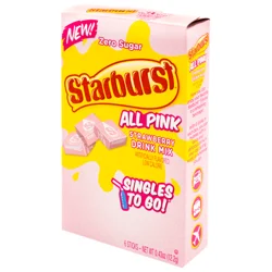 Starburst Zero Sugar Singles To Go! All Pink Strawberry Drink Mix 6 ea
