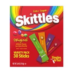 Skittles Zero Sugar Singles To Go Original Drink Mix Variety Pack 30 ea