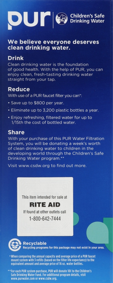 slide 3 of 4, PUR Water Filtration System, 1 ct