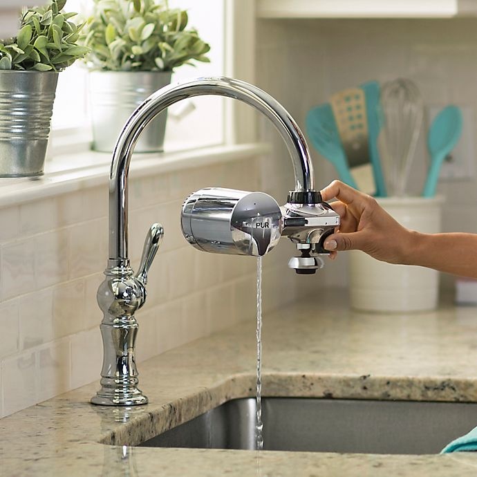 slide 2 of 2, PUR Horizontal Faucet Mount Filtration System with Swivel Spoutin Chrome, 1 ct