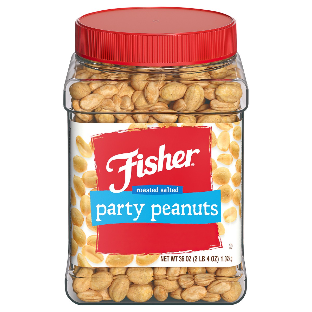 slide 12 of 14, Fisher Roasted Salted Party Peanuts 36 oz. Canister, 36 oz