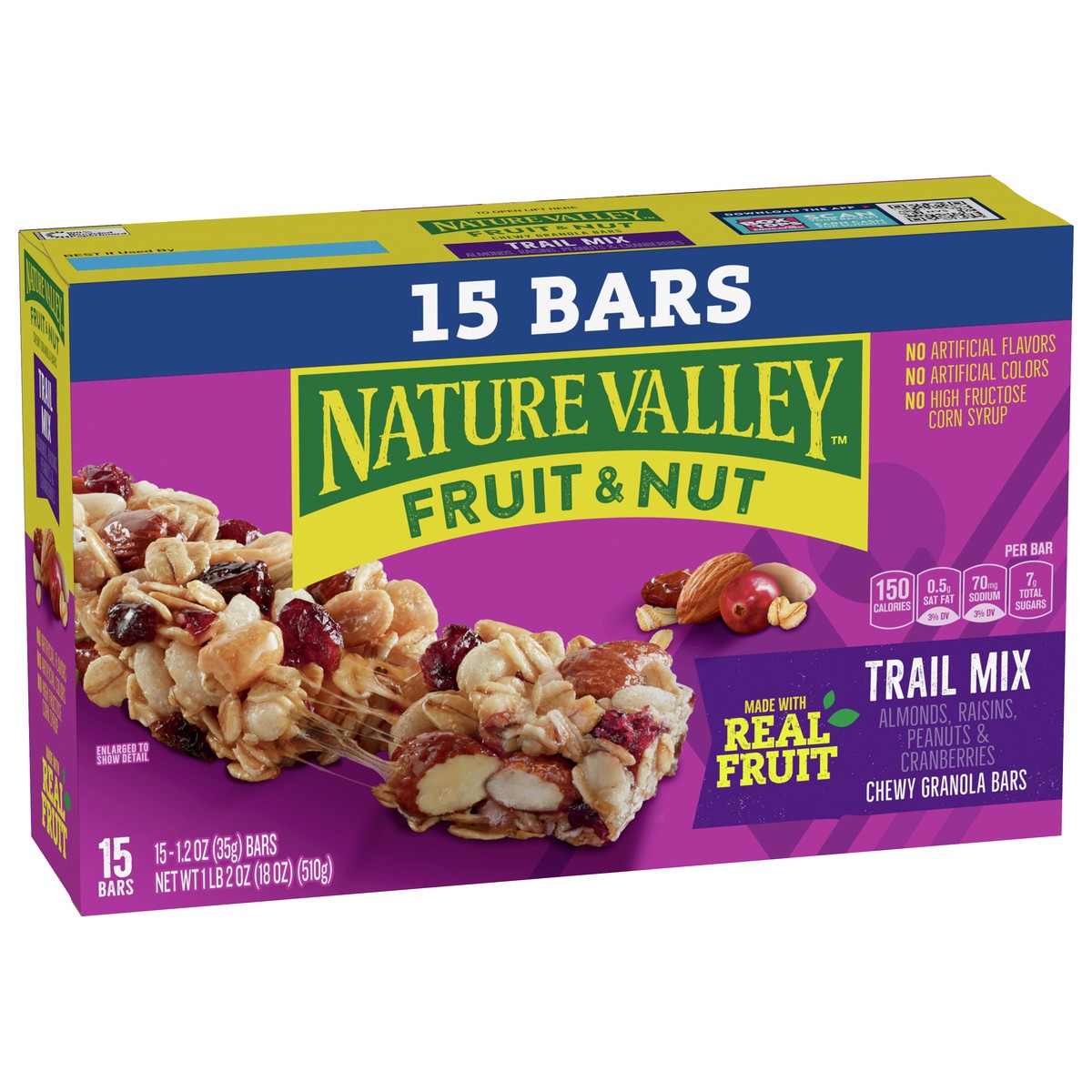 slide 2 of 8, Nature Valley Chewy Fruit and Nut Granola Bars, Trail Mix, 1.2 oz, 15 ct, 15 ct