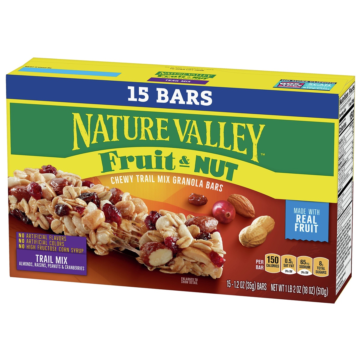 Nature Valley Fruit & Nut Granola Bars Family Pack 15-1.2 Oz Bars 18 oz ...