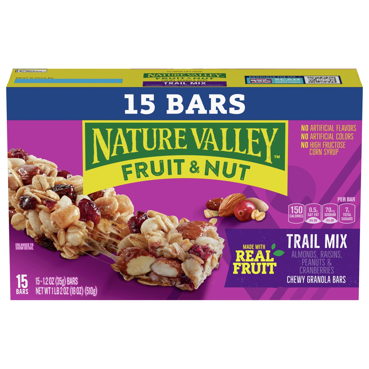 slide 1 of 8, Nature Valley Chewy Fruit and Nut Granola Bars, Trail Mix, 1.2 oz, 15 ct, 15 ct