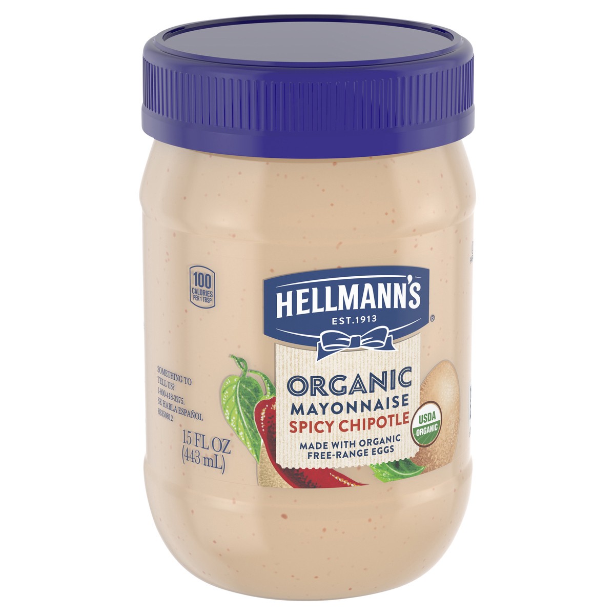 slide 3 of 4, Hellmann's 15 oz Organic Mayonnaise Spicy Chipotle, 15 oz
