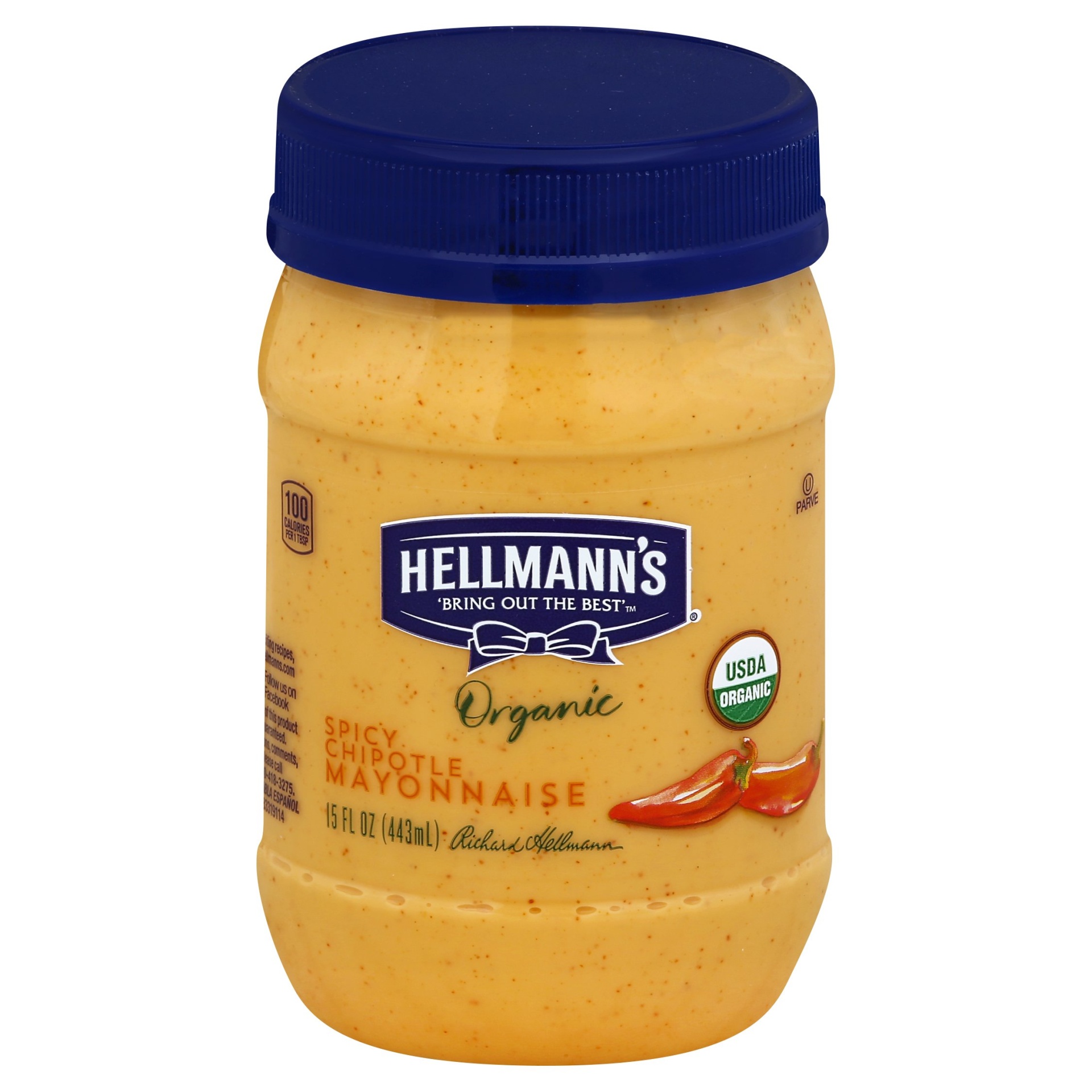 slide 1 of 1, Hellmann's Organic Spicy Chipotle Mayonnaise, 15 oz