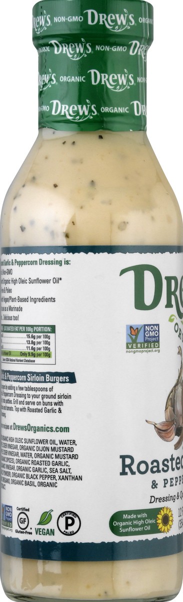 slide 6 of 13, Drew's Organics Roasted Garlic & Peppercorn Dressing & Quick Marinade 12 oz, 12 oz