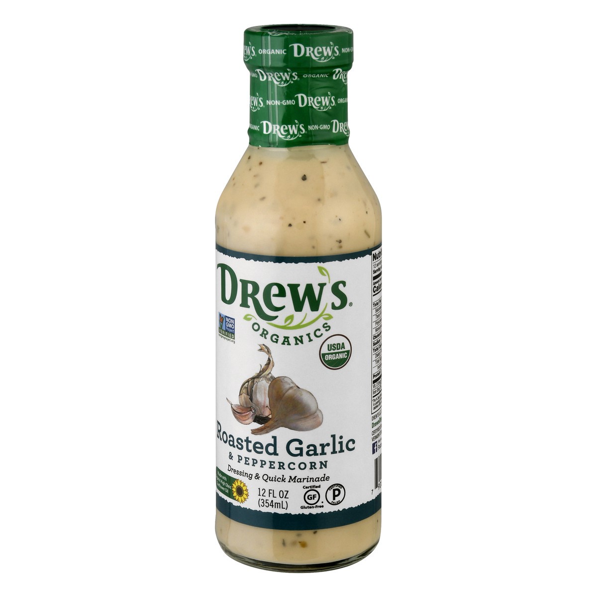 slide 8 of 13, Drew's Organics Roasted Garlic & Peppercorn Dressing & Quick Marinade 12 oz, 12 oz