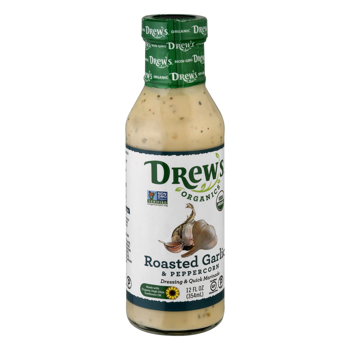 slide 10 of 13, Drew's Organics Roasted Garlic & Peppercorn Dressing & Quick Marinade 12 oz, 12 oz