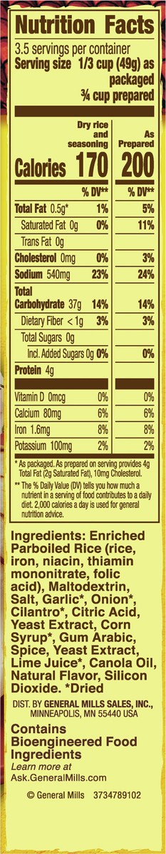 slide 5 of 14, Old El Paso Cilantro Lime Seasoned Rice, Side Dish, 6.2 oz, 6.2 oz