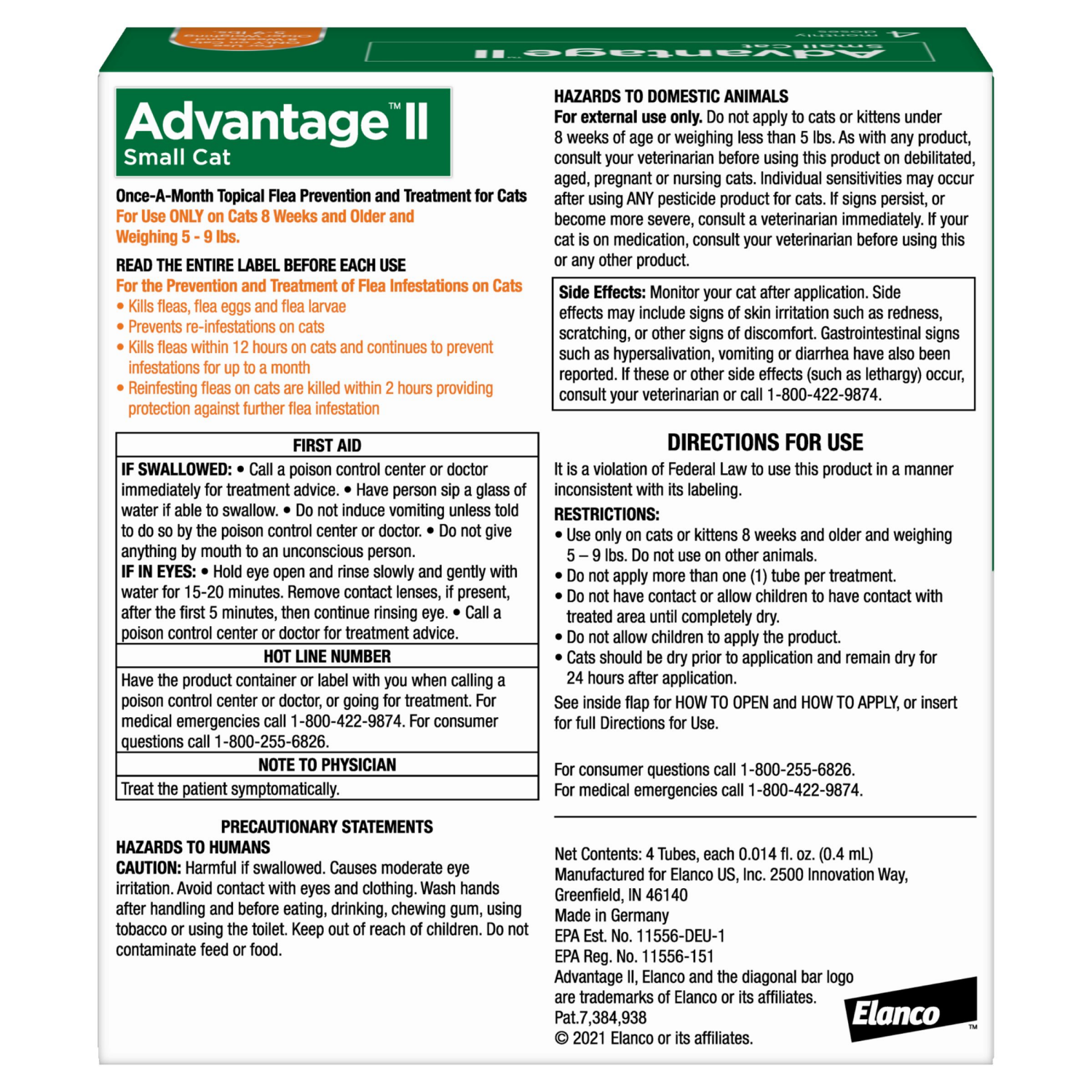 slide 2 of 7, advantage Bayer Advantage II Topical Flea Prevention and Treatment - Small Cats, 4 ct