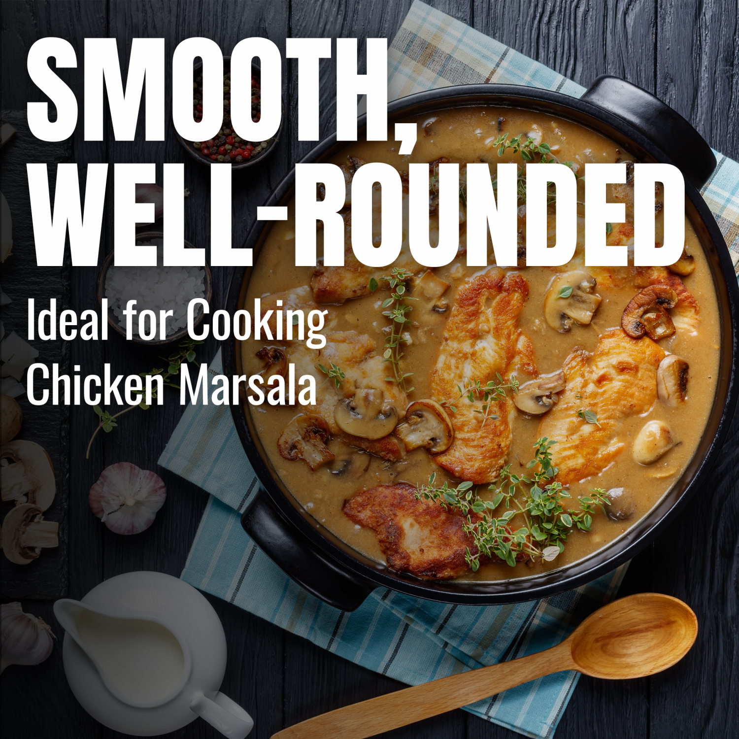 slide 4 of 8, Holland House Marsala cooking wine offers a well-rounded, sweet wine taste with a hint of hazelnut. This cooking wine is made with quality ingredients and seasoned to perfection., 16 fl oz