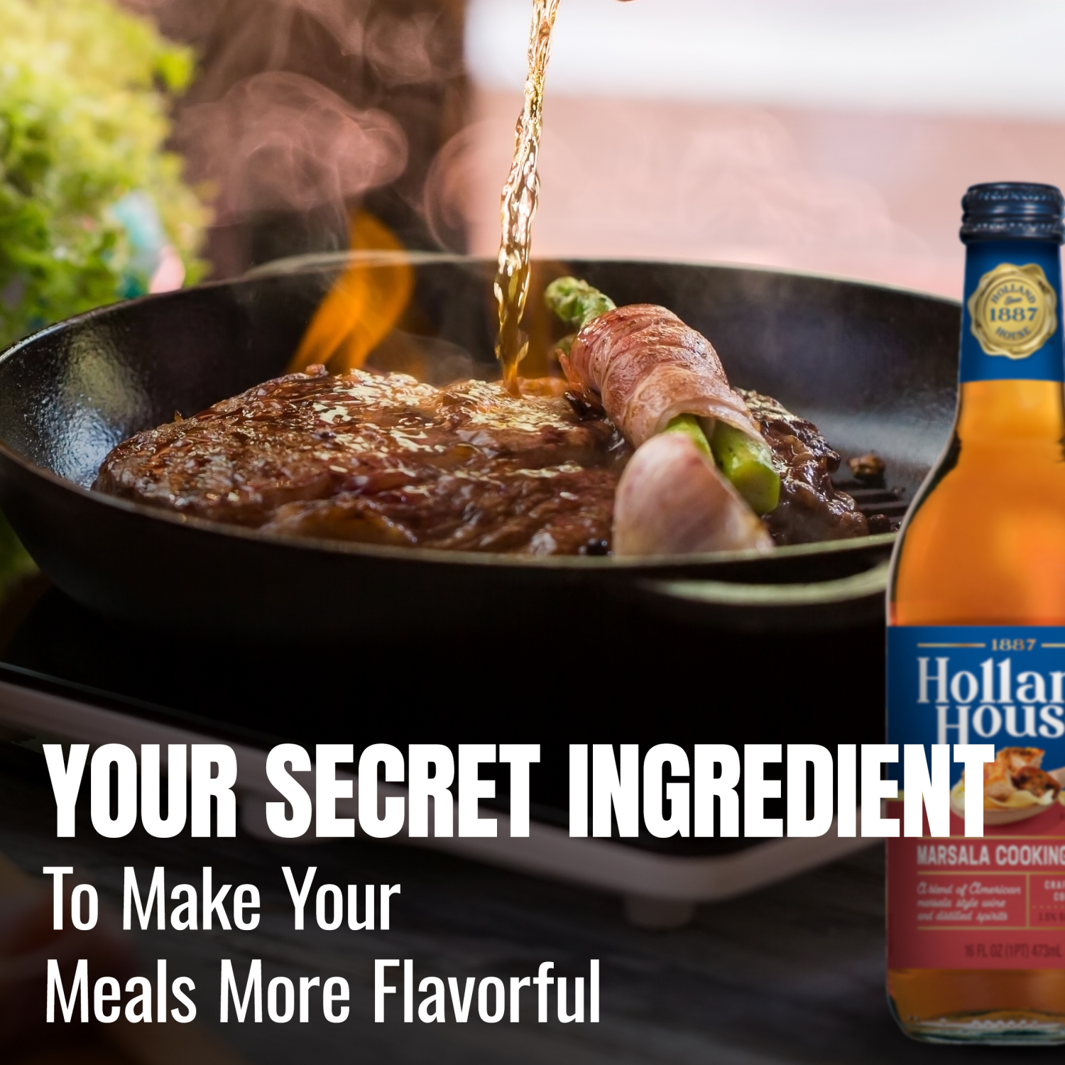 slide 8 of 8, Holland House Marsala cooking wine offers a well-rounded, sweet wine taste with a hint of hazelnut. This cooking wine is made with quality ingredients and seasoned to perfection., 16 fl oz