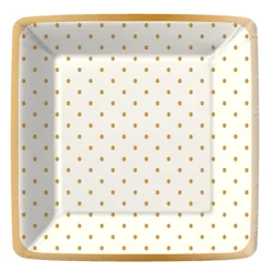 Design Design Cream/Gold Swiss Dots Dessert Plate