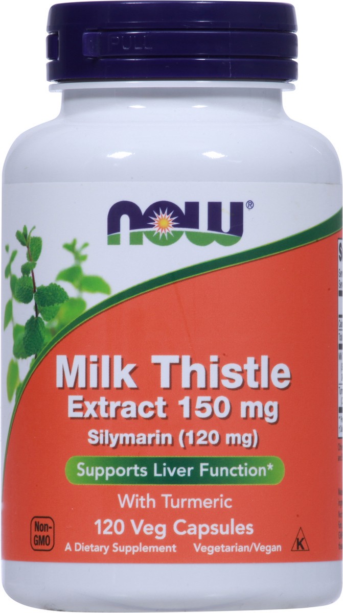 slide 4 of 9, NOW Milk Thistle Extract 150 mg Silymarin (120 mg) - 120 Veg Capsules, 120 ct