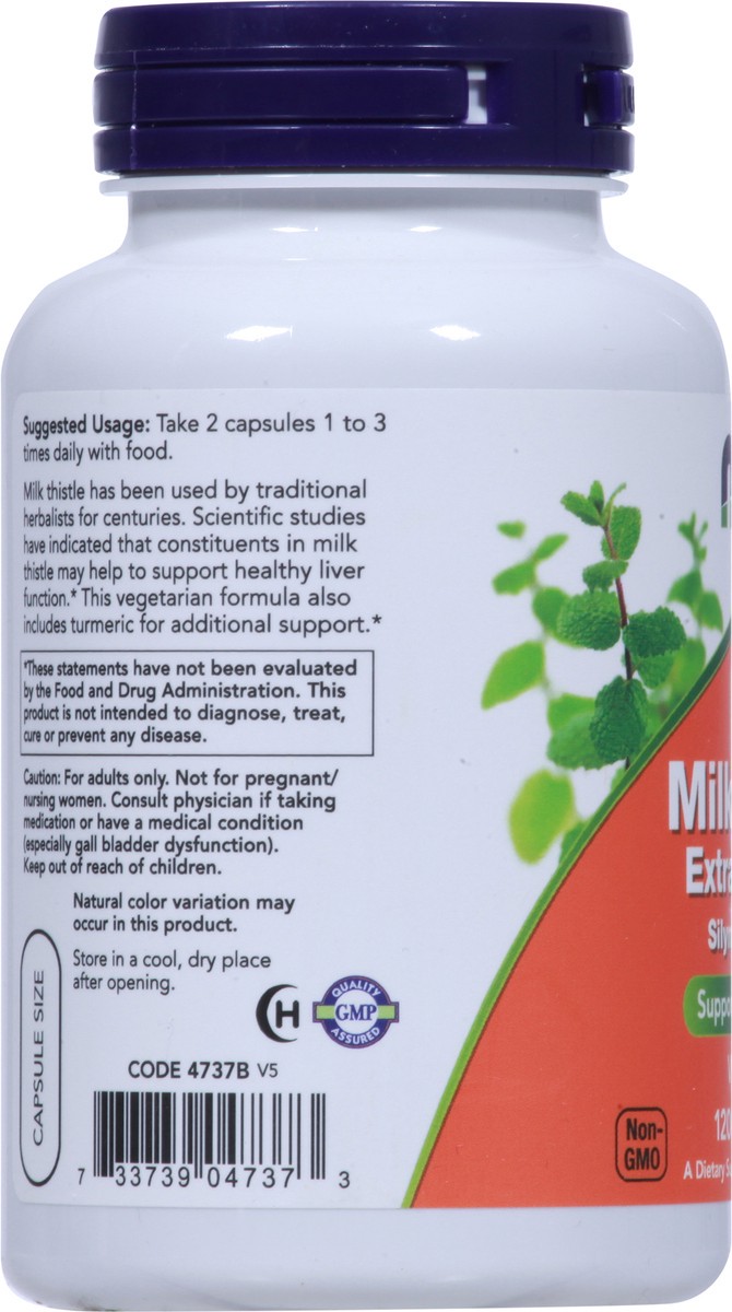 slide 8 of 9, NOW Milk Thistle Extract 150 mg Silymarin (120 mg) - 120 Veg Capsules, 120 ct