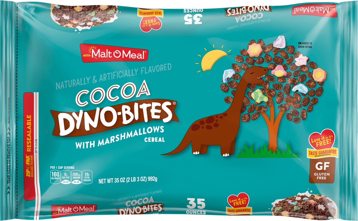 slide 4 of 7, Malt-O-Meal Cocoa Dyno Bites with Marshmallows Gluten Free Breakfast Cereal, 35 OZ Bag, 35 oz