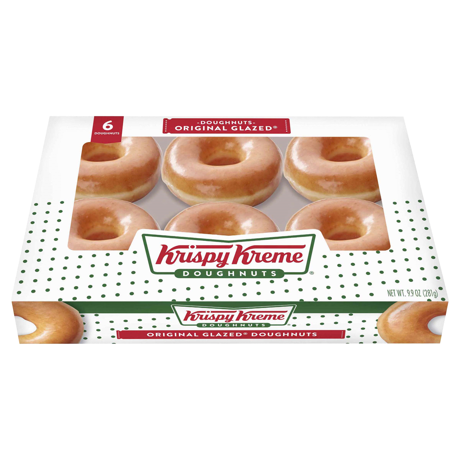 slide 1 of 2, Krispy Kreme 6-Count Original Glazed Doughnuts, 9.9 oz