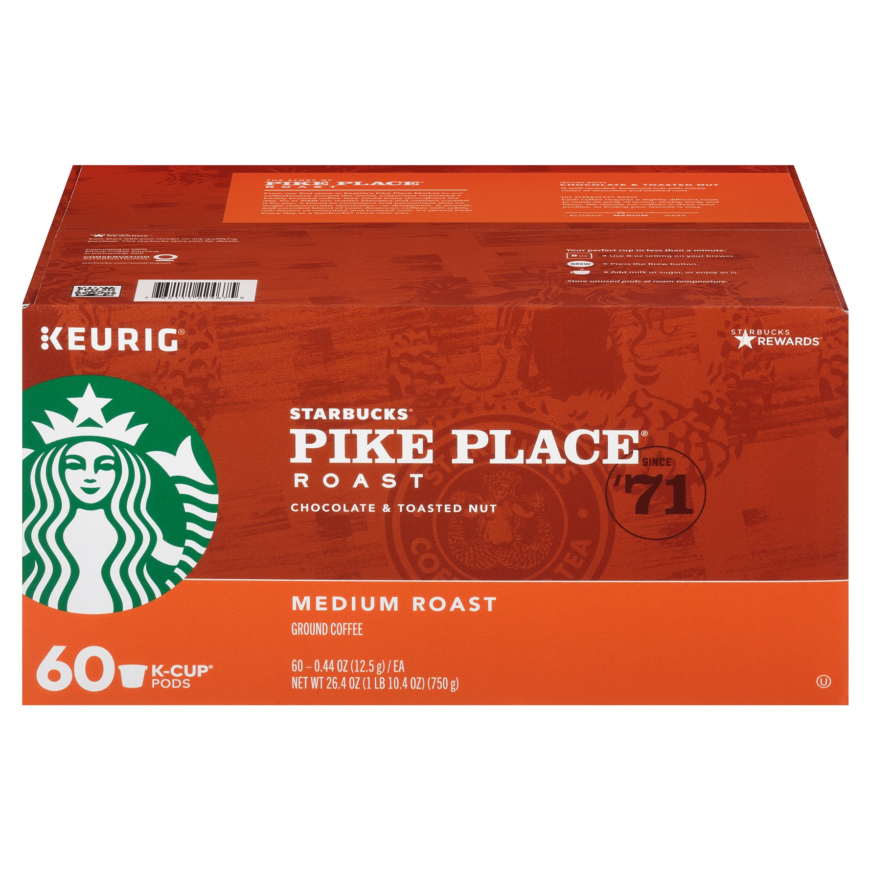 slide 1 of 1, Starbucks Pike Place Roast Ground Coffee K-Cup Pods, 