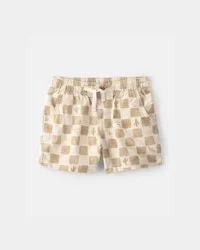 Oshkosh Toddler Boy Cactus Checkered Drawstring Shorts - Beige 5T