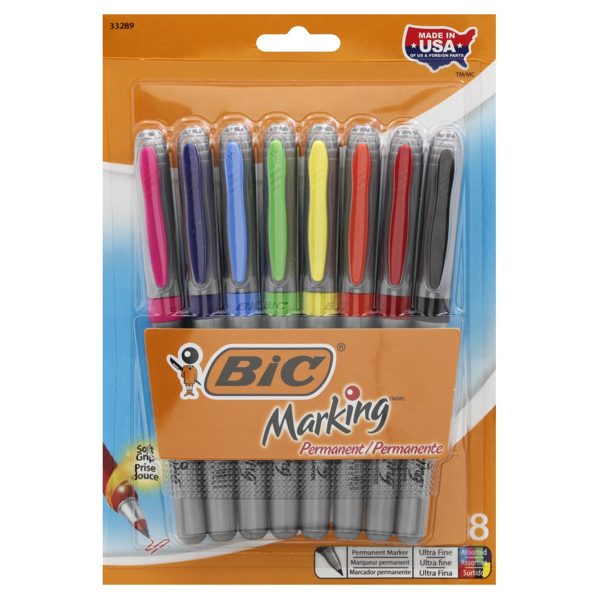 slide 1 of 8, BIC Mark-It Ultra Fine Point Permanent Marker Assorted Colors, 8 ct