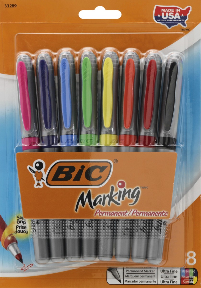 slide 7 of 8, BIC Mark-It Ultra Fine Point Permanent Marker Assorted Colors, 8 ct