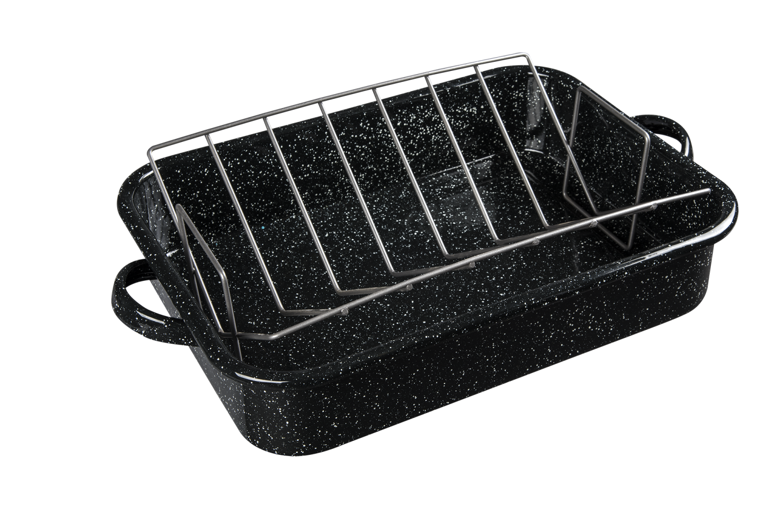 slide 1 of 3, GRANITE WARE GraniteWare Open Rectangular Roaster with V-Rack, 19 in