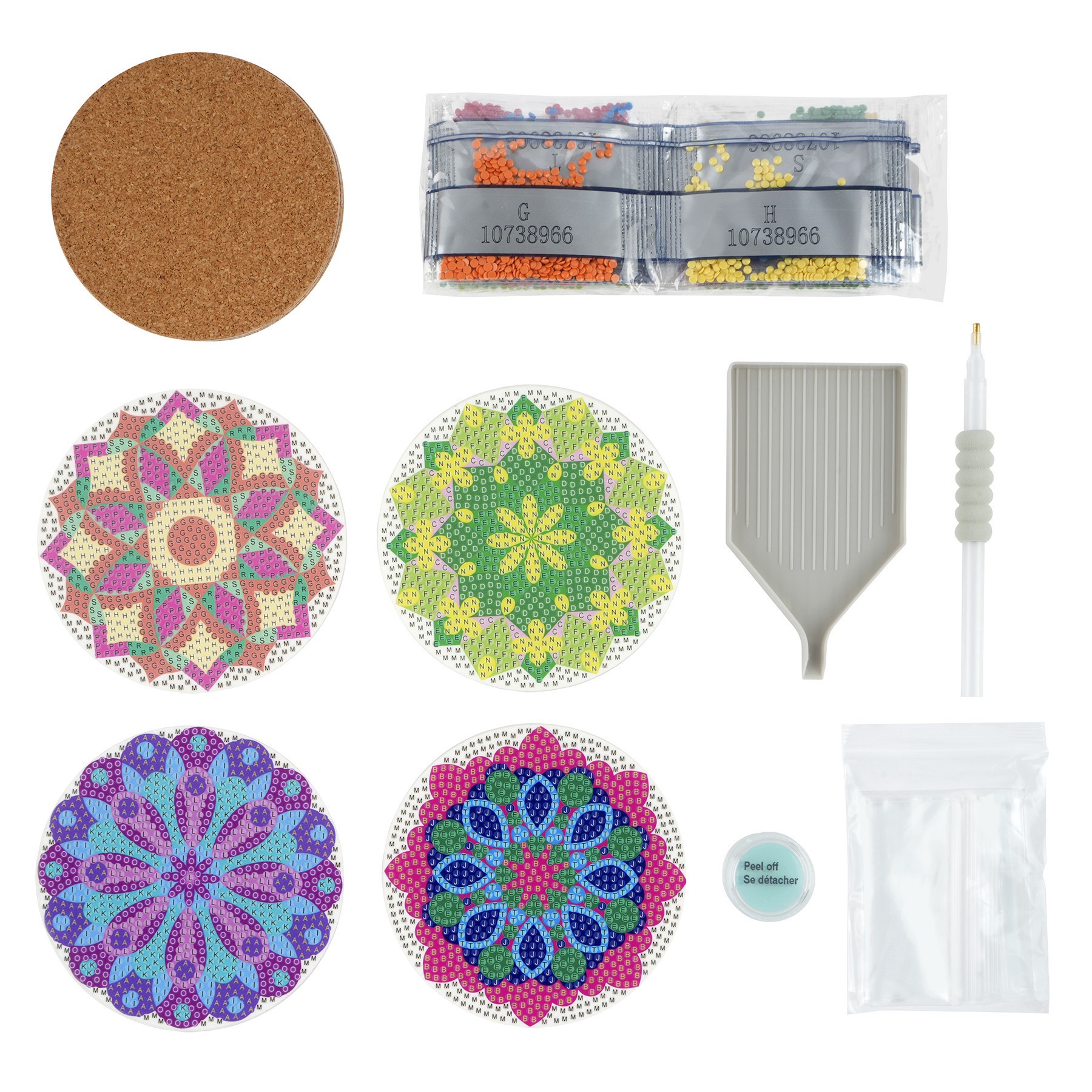 slide 3 of 6, Round Mandala Diamond Art Coaster Kit By Make Market, 4 in x 4 in