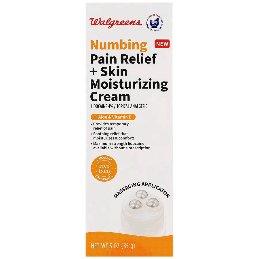 slide 2 of 5, Walgreens Numbing Pain Relief + Skin Moisturizing Cream, 3 oz