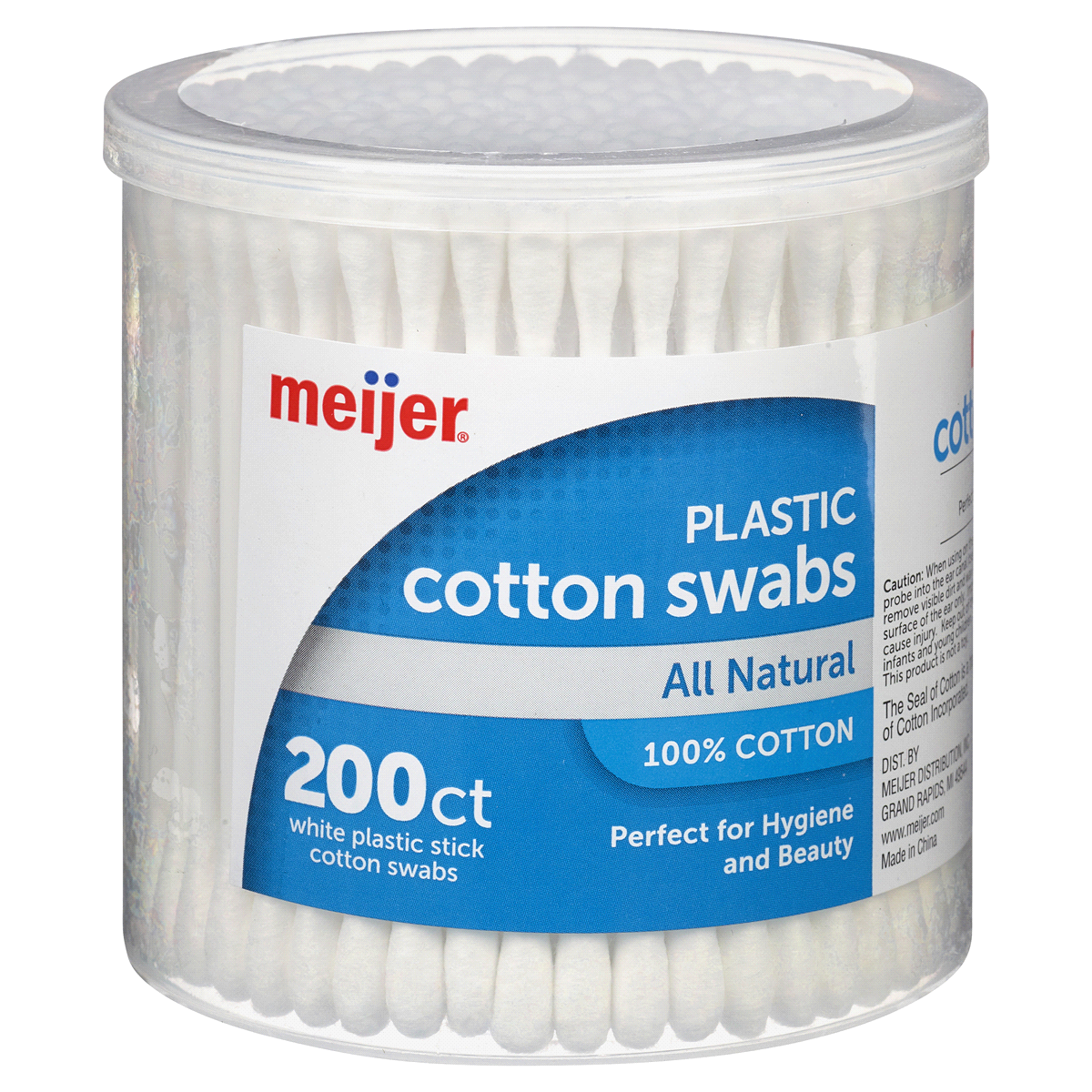 slide 1 of 1, Meijer Plastic Cotton Swabs, 200 ct