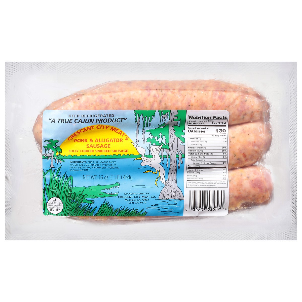 slide 10 of 11, Crescent City Meat's Pork & Alligator Sausage 16 oz, 16 oz