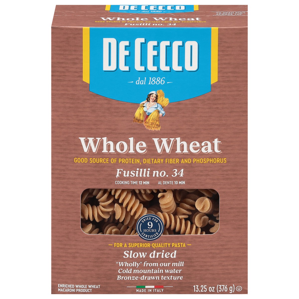 slide 1 of 13, De Cecco Whole Wheat No. 34 Fusilli 13.25 oz, 13.25 oz