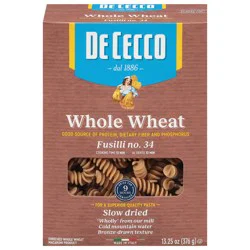 De Cecco Whole Wheat No. 34 Fusilli 13.25 oz