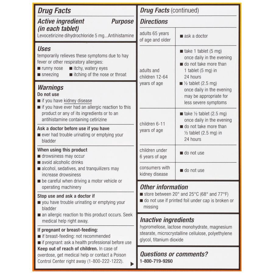 slide 4 of 5, Walgreens Levocetirizine Dihydrochloride Tablets, 5 mg, All Day Allergy Relief, 80 ct