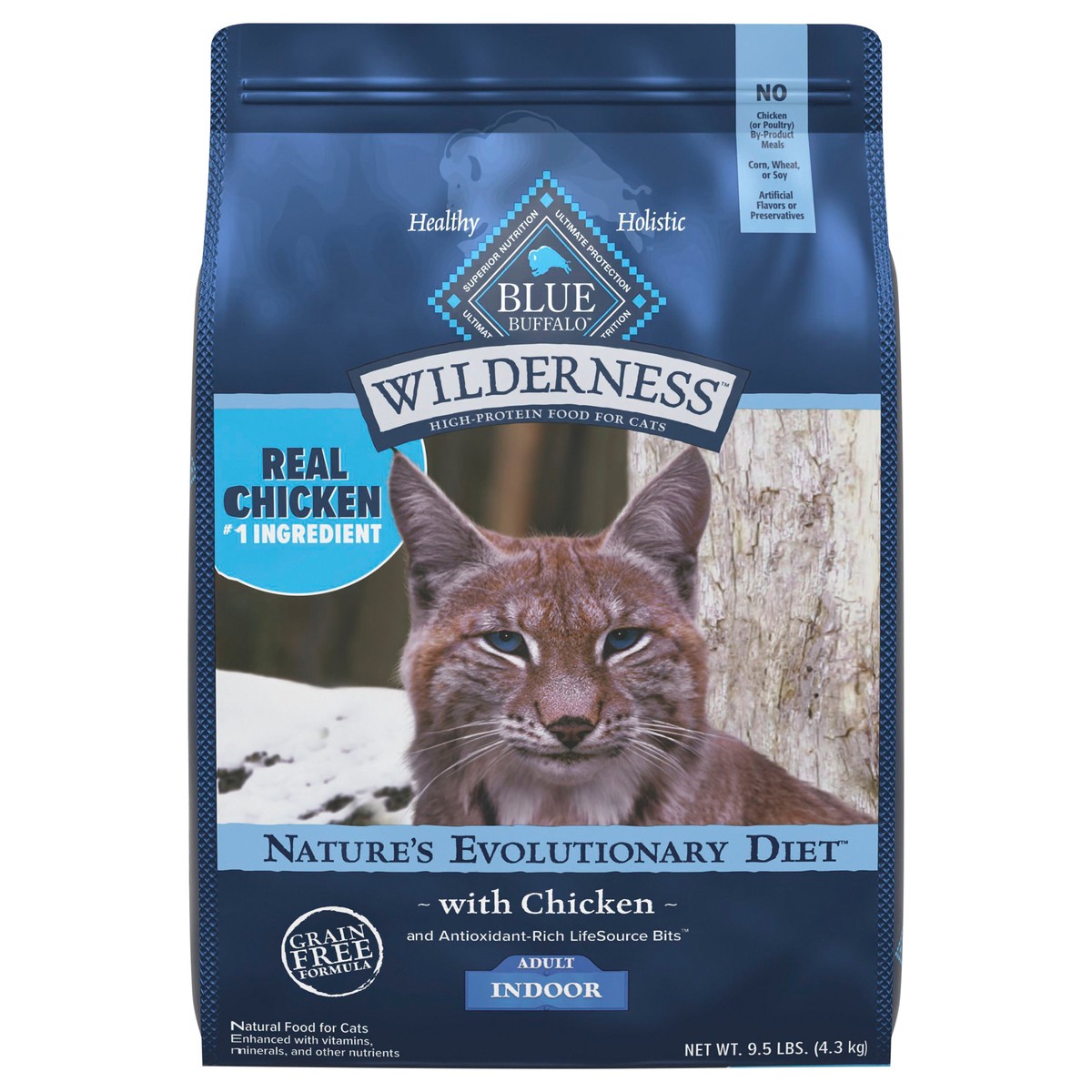 slide 1 of 6, Blue Buffalo Wilderness Nature's Evolutionary Diet High-Protein, Grain-Free Natural Dry Food for Adult Cats, Chicken, 9.5-lb. Bag, 9.5 lb