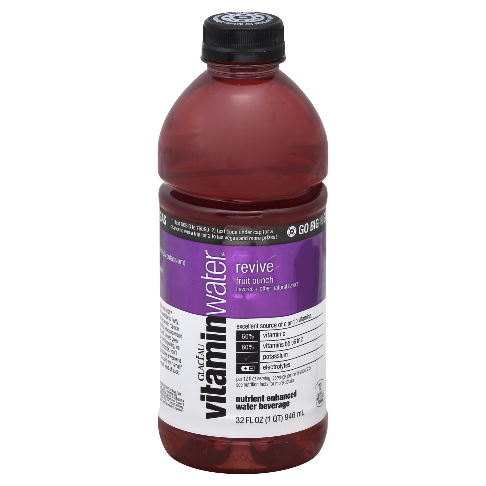 slide 1 of 5, vitaminwater Water Beverage, Nutrient Enhanced, Revive, Fruit Punch - 32 oz, 32 oz