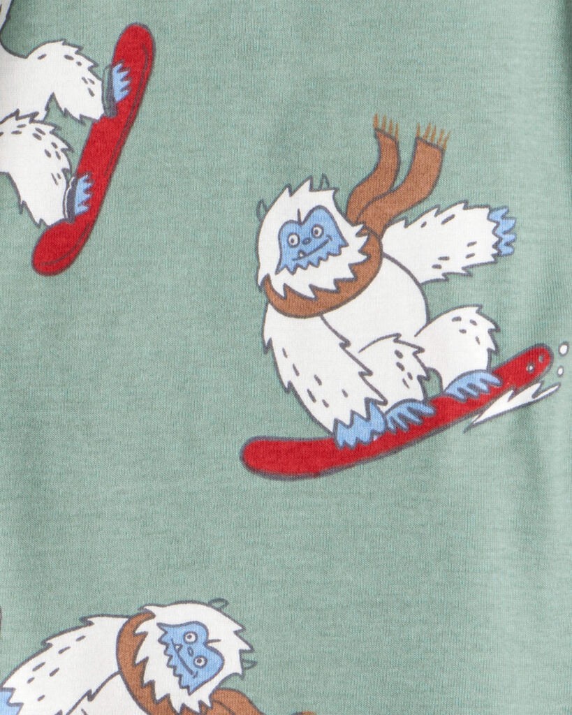 slide 2 of 4, Carter's Carters Baby Boy Yeti Print 100% Cotton Long-Sleeve Snug Fit 4-Piece Pajamas - Green/Grey Grey/Green 9M, 4 pc