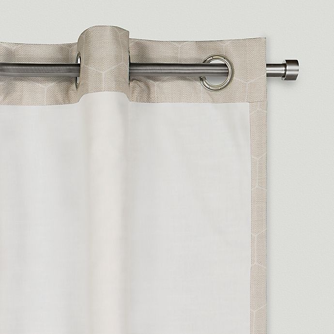 slide 3 of 8, Mercantile Altura Geo Grommet Light Filtering Window Curtain Panel - Linen, 95 in