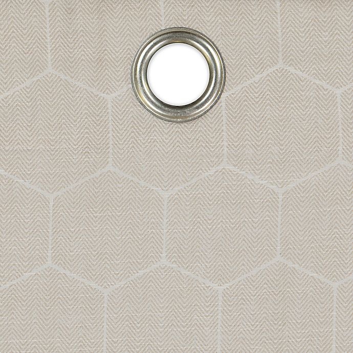 slide 4 of 8, Mercantile Altura Geo Grommet Light Filtering Window Curtain Panel - Linen, 95 in