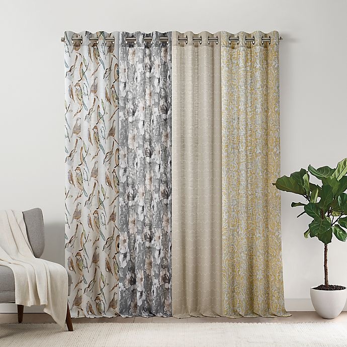 slide 8 of 8, Mercantile Altura Geo Grommet Light Filtering Window Curtain Panel - Linen, 95 in