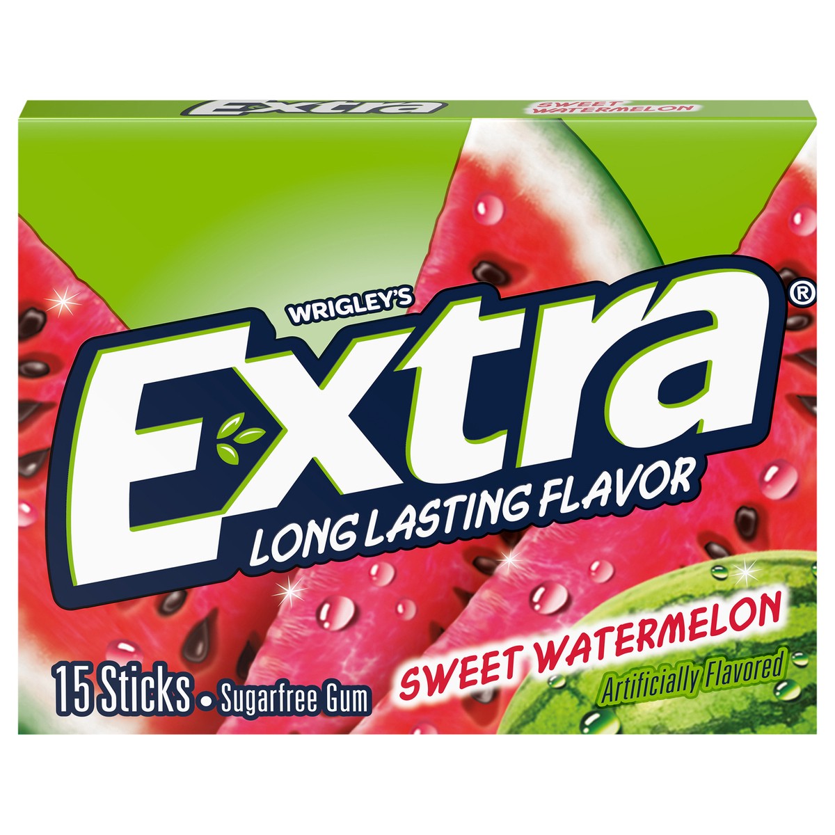 slide 1 of 6, EXTRA Gum Sweet Watermelon Sugar Free Chewing Gum, Single Pack, 15 Stick, 15 ct