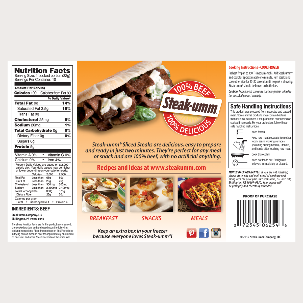 slide 2 of 2, Steak-umm Steaks 10 ea, 10 ct