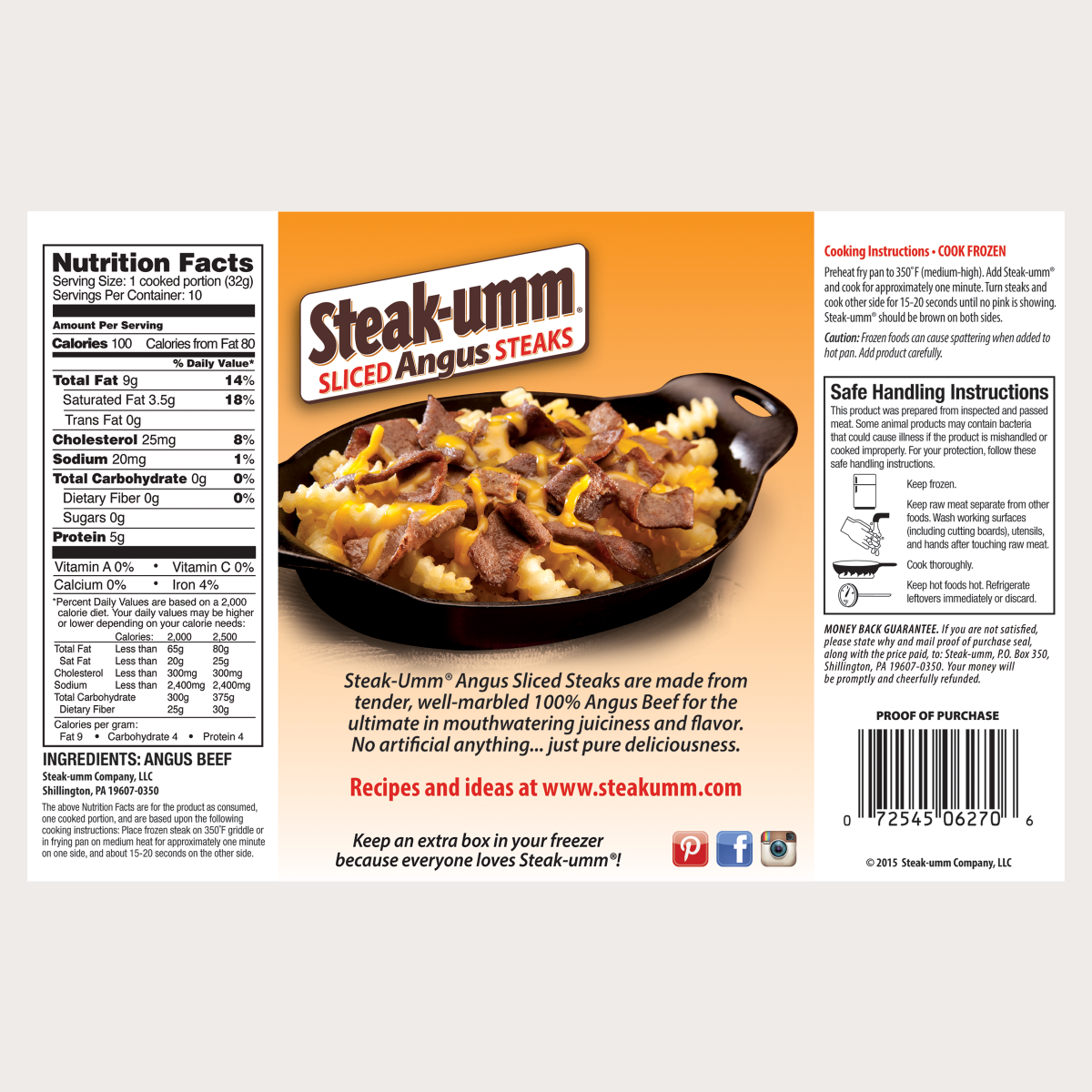 slide 2 of 2, Steak-Umm Sliced Angus Beef Sandwiches, 10ct, 15 oz