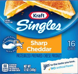 Kraft Singles Sharp Cheddar Cheese Slices, 16 ct Pack