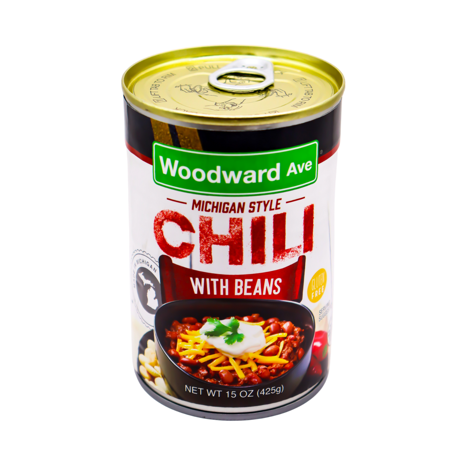 slide 1 of 3, Woodward Ave Chili With Beans, 15 oz